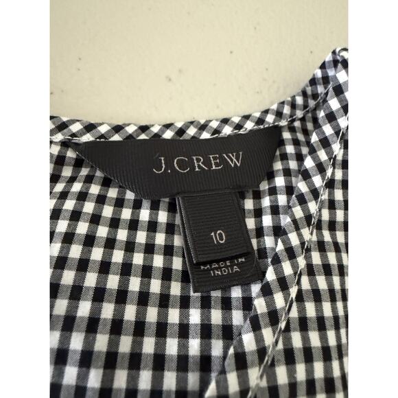 J.Crew Women's Black White Classic Gingham Plaid Ruffle Short Mini Dress 10 - Picture 3 of 7